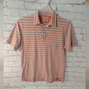 Faherty Isle Polo Organic Cotton Striped Shirt M